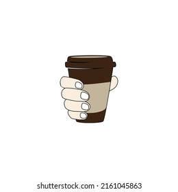 vector illustration of a hand holding a coffee cup for an icon, symbol or logo. suitable for coffee shop logo. coffee cup icon