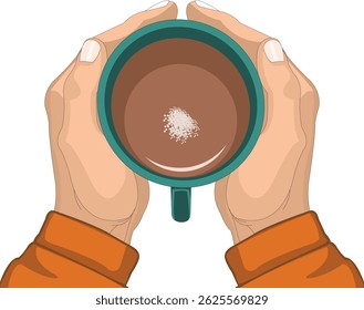 	
Ilustración vectorial de la mano que sostiene una taza de café	
