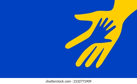 Vector illustration. A hand holding a hand. The concept of help, hope, support, charity, help, unity.