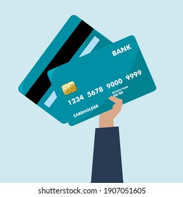 Vector Illustration Of A Hand Holding A Credit Card