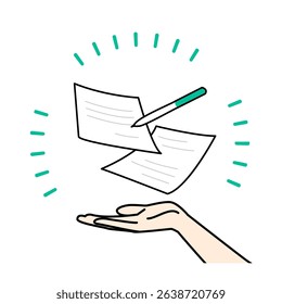 Vector Illustration of a Hand Holding a Document and a Pen