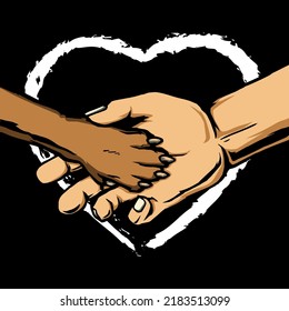 Vector illustration of a hand holding a dog's paw with love. dog day design