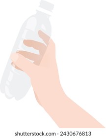 Vector illustration of a hand holding an empty plastic bottle