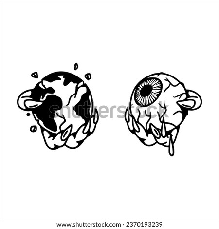 vector illustration of hand holding eye and earth concept