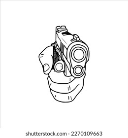 vector illustration of a hand holding a firearm