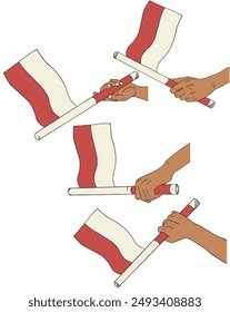 Vector illustration of hand holding flag.