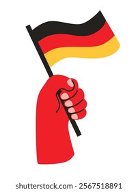 Vector Illustration of Hand holding German Flag isolated on White Background.