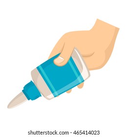 Vector Illustration of Hand holding Glue