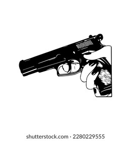 ilustración vectorial de una mano sosteniendo una pistola