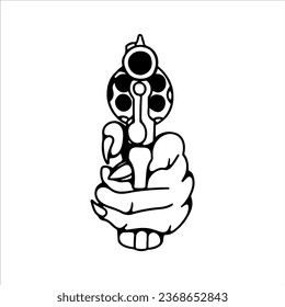 ilustración vectorial de una mano sosteniendo una pistola
