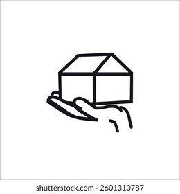  Vector illustration of a hand holding a house, symbolizing real estate, home care, and property security