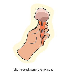 ilustración vectorial mano sujetando helado
