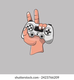 vector illustration of hand holding joystick 