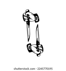 vector illustration of a hand holding a knife