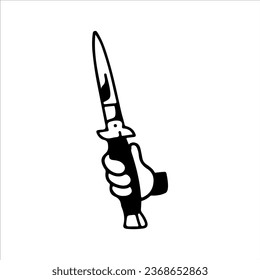 vector illustration of hand holding knife cartoon concept
