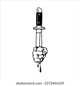 vector illustration of a hand holding a knife