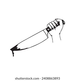 vector illustration of a hand holding a knife