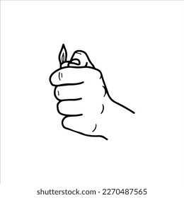 vector illustration of a hand holding a lighter