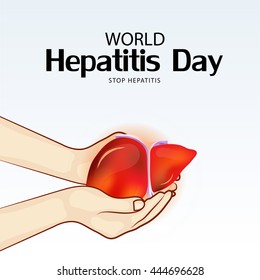 Vector illustration of a Hand Holding with Liver for World Hepatitis Day.