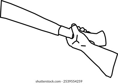 vector illustration of a hand holding a machete in Doodle style. hand drawn vector on white background. Simple vector