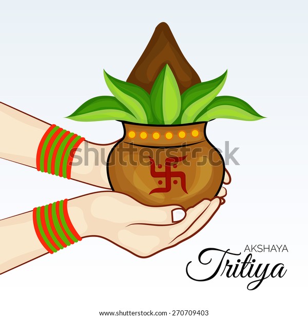 Vector Illustration Hand Holding Mangal Kalash Stock Vector (Royalty ...