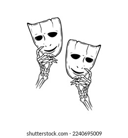 vector illustration of a hand holding a mask