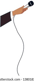 Vector illustration of a hand holding a microphone