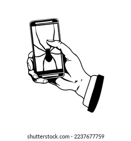 vector illustration of a hand holding a mobile phone