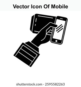 Vector Illustration of a Hand Holding a Mobile Phone and a Portable Device