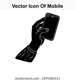 Vector Illustration of a Hand Holding a Mobile Phone Up for a Selfie or Photo