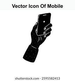 Vector Illustration of a Hand Holding a Mobile Phone Vertically Taking a Selfie or Photograph