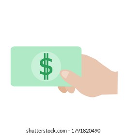 Vector illustration of a hand holding  money