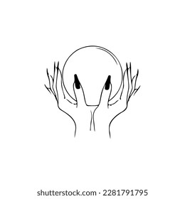 vector illustration of hand holding moon concept