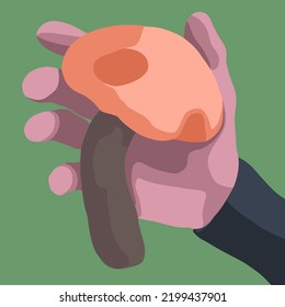 Vector illustration of a hand holding a mushroom.