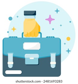 Vektorillustration der Handhalte-Büro-Aktentasche, Work Portfolio