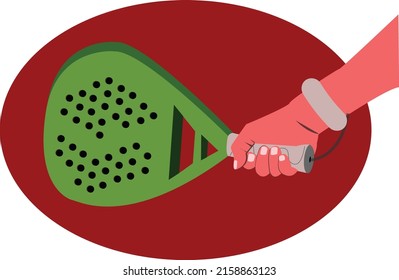 vector illustration hand holding a padel tennis racket