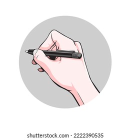 Ilustración vectorial de una mano sosteniendo una pluma