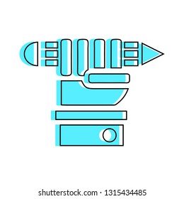 Vector illustration of a hand holding a pencil - linear fill