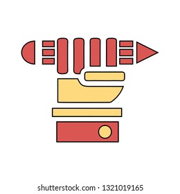 Vector illustration of a hand holding a pencil - linear fill