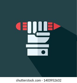 Vector illustration of a hand holding a pencil - Flat vector illustration