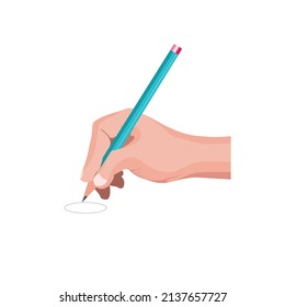 vector illustration hand holding pencil and drawing art