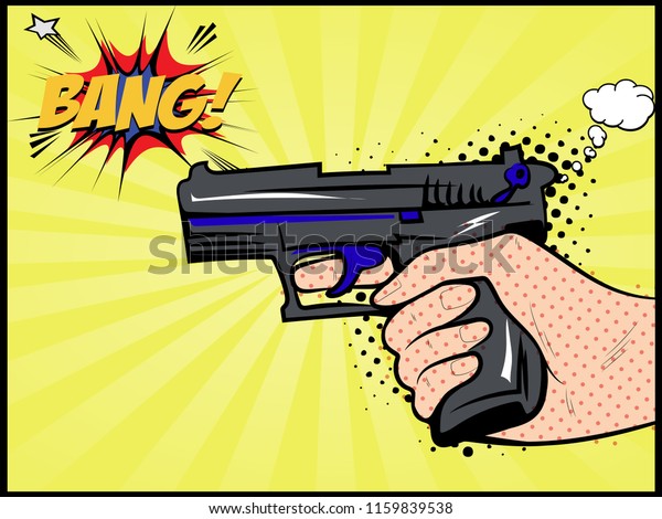 Vector Illustration Hand Holding Pistol Gun Stock Vector (royalty Free 