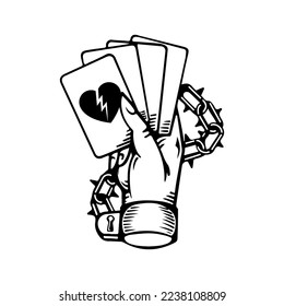 vector illustration of a hand holding a playing card