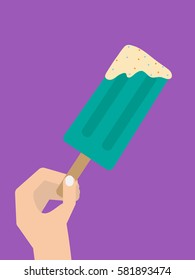vector illustration of hand holding Popsicle