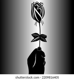 Vektorgrafik einer Hand, die eine Rose hält
