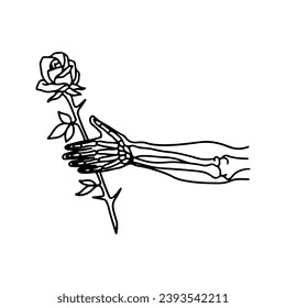 vector illustration of a hand holding a rose