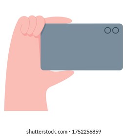 Vektorgrafik der Hand, die Smartphone hält. Minimal flache Vektorgrafik. 