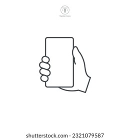 A vector illustration of a hand holding a smartphone icon, symbolizing connectivity, communication, or mobile technology. Perfect for app interfaces, digital interaction, or telephony