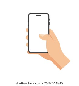 vector Illustration of Hand Holding Smartphone with Blank Screen Display