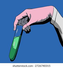 Ilustración vectorial de una mano que sostiene una sonda de ensayo